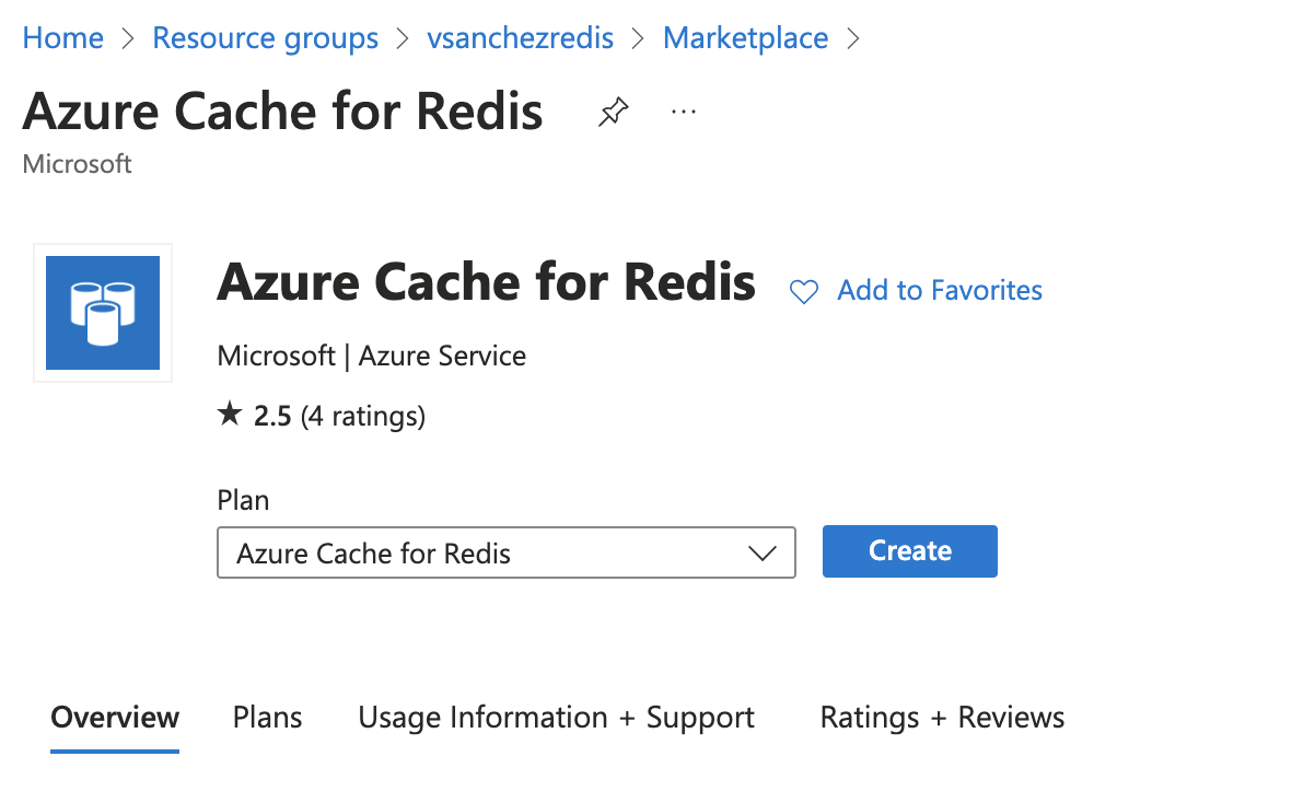 Creacion Azure Cache for Redis