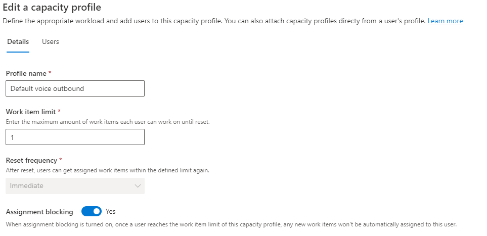 Capacity profile